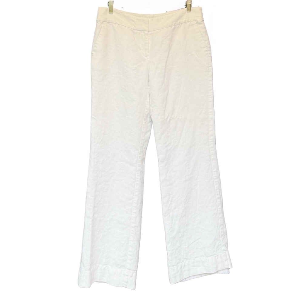 LOFT  Lined Linen-look Wide-leg Pants | White | Size 8